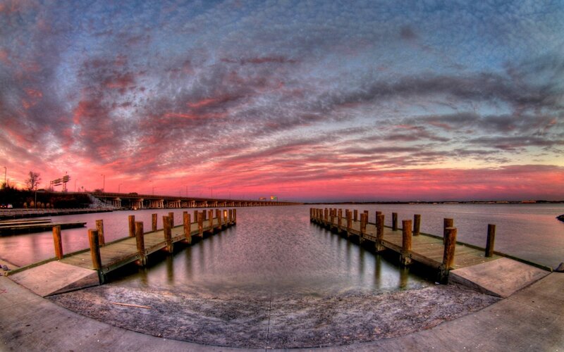 Sunset over the docks