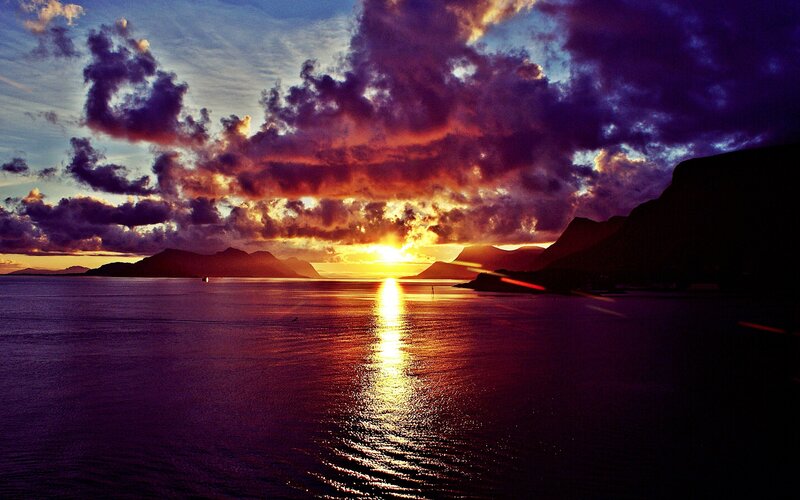 sunset over the fjord