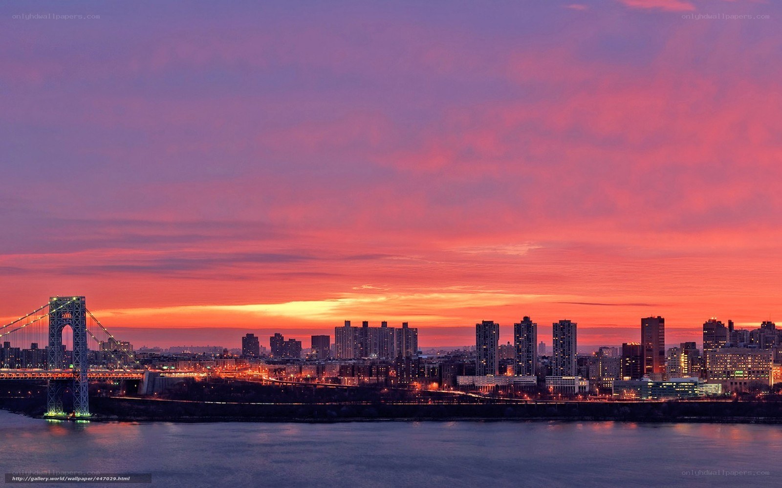 Sunset over the George Washington Bridge