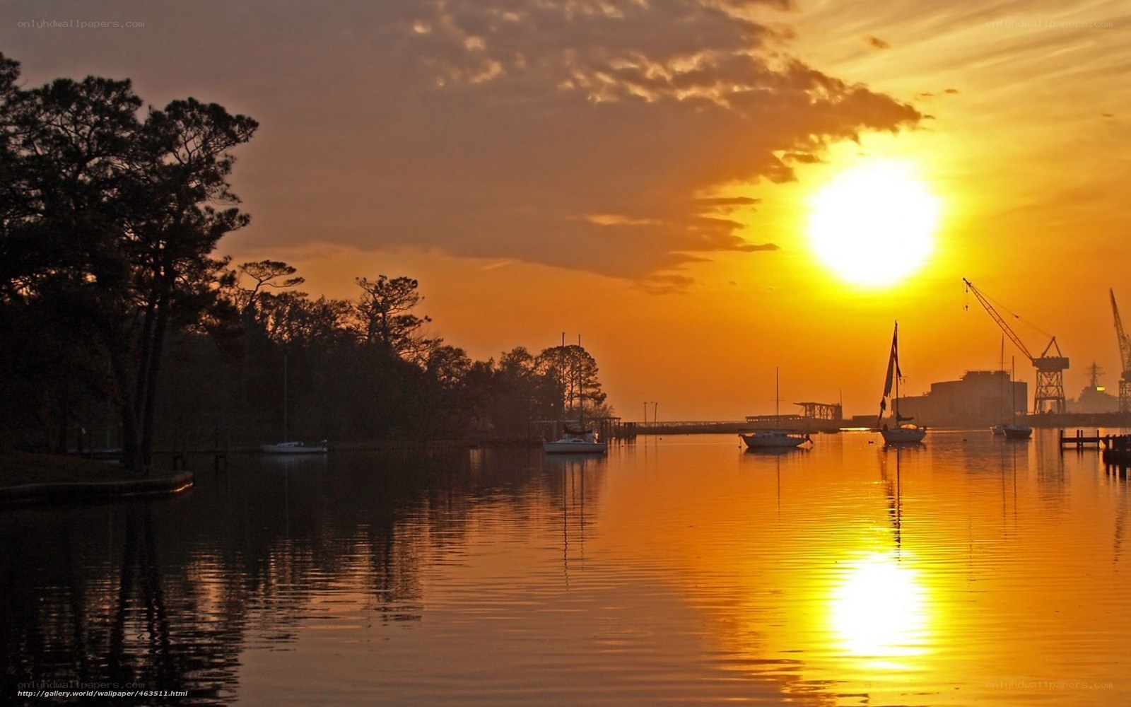 sunset over the harbor