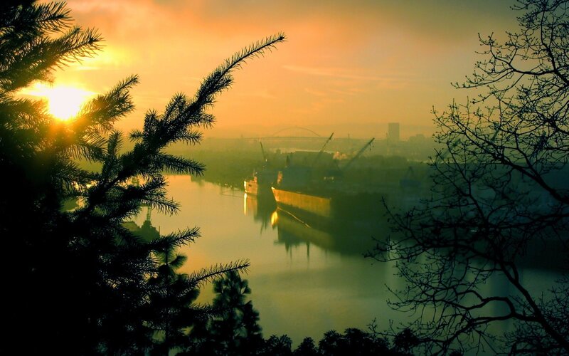 Sunset over the harbor