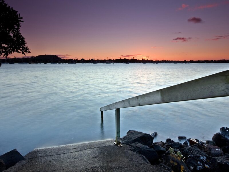 sunset over the harbor