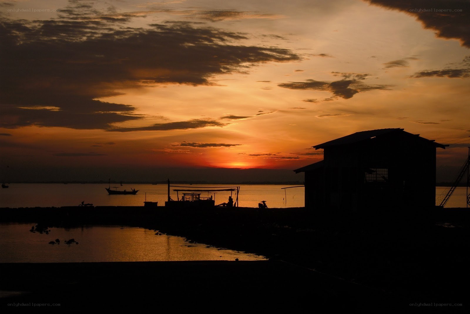 sunset over the harbor