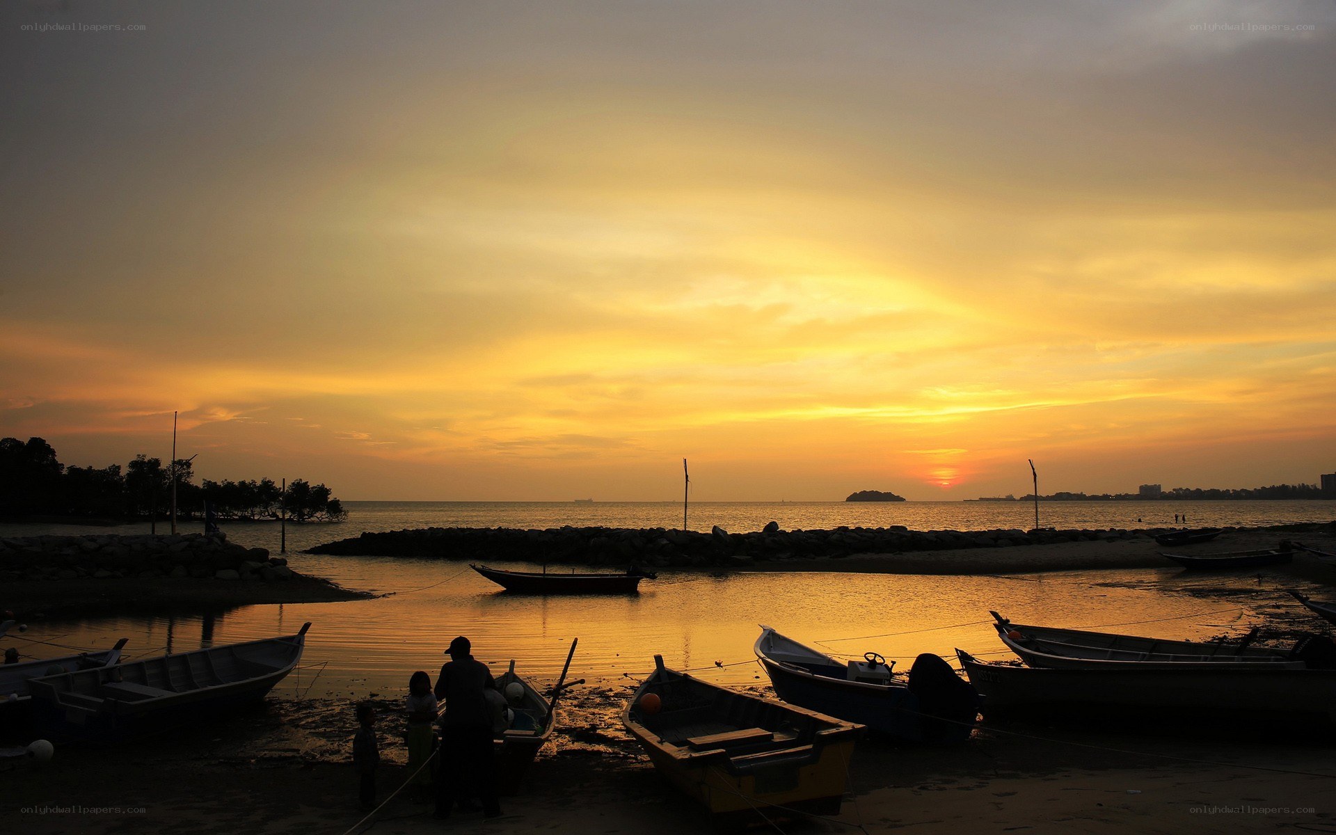Sunset over the harbor