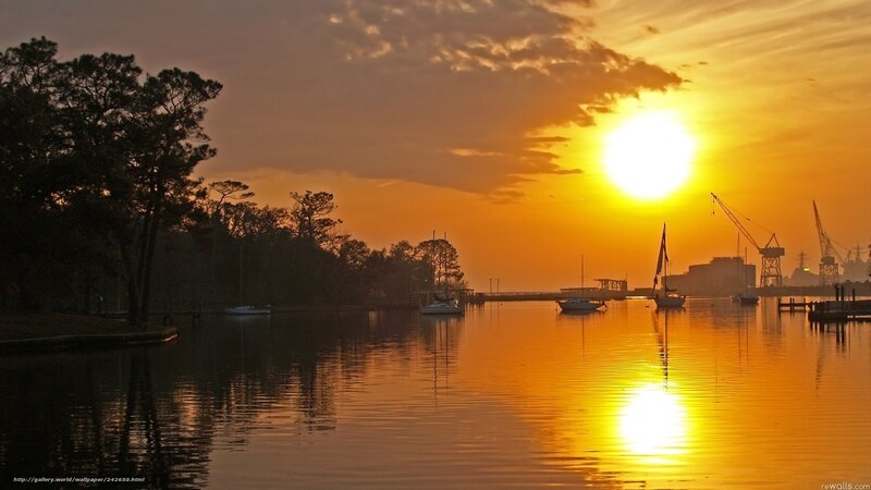 sunset over the harbor