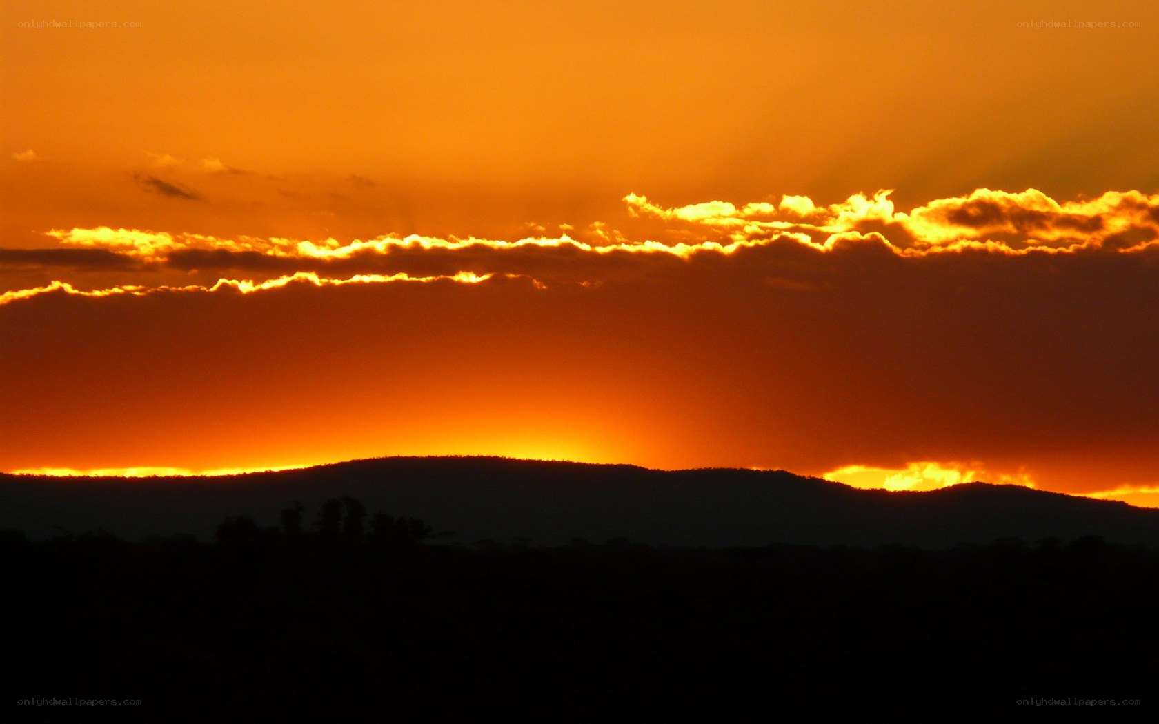 Sunset over the hills