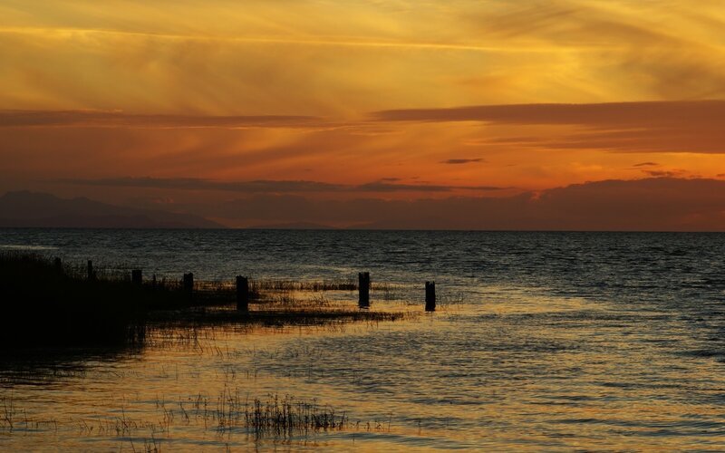 sunset over the lake