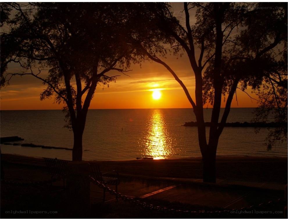sunset over the lake