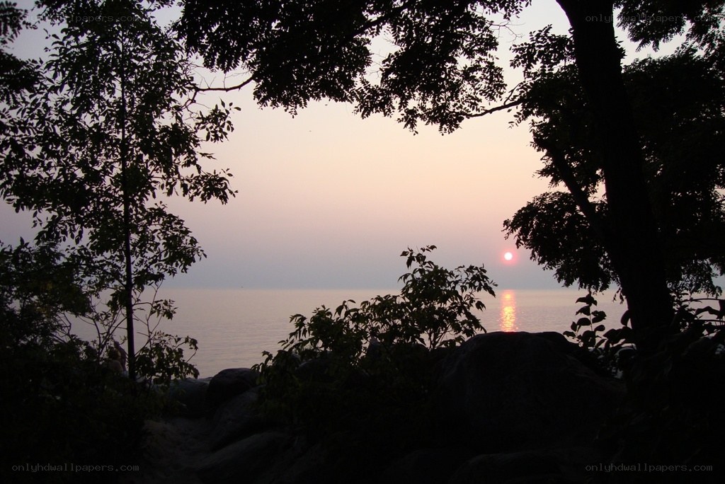 sunset over the lake