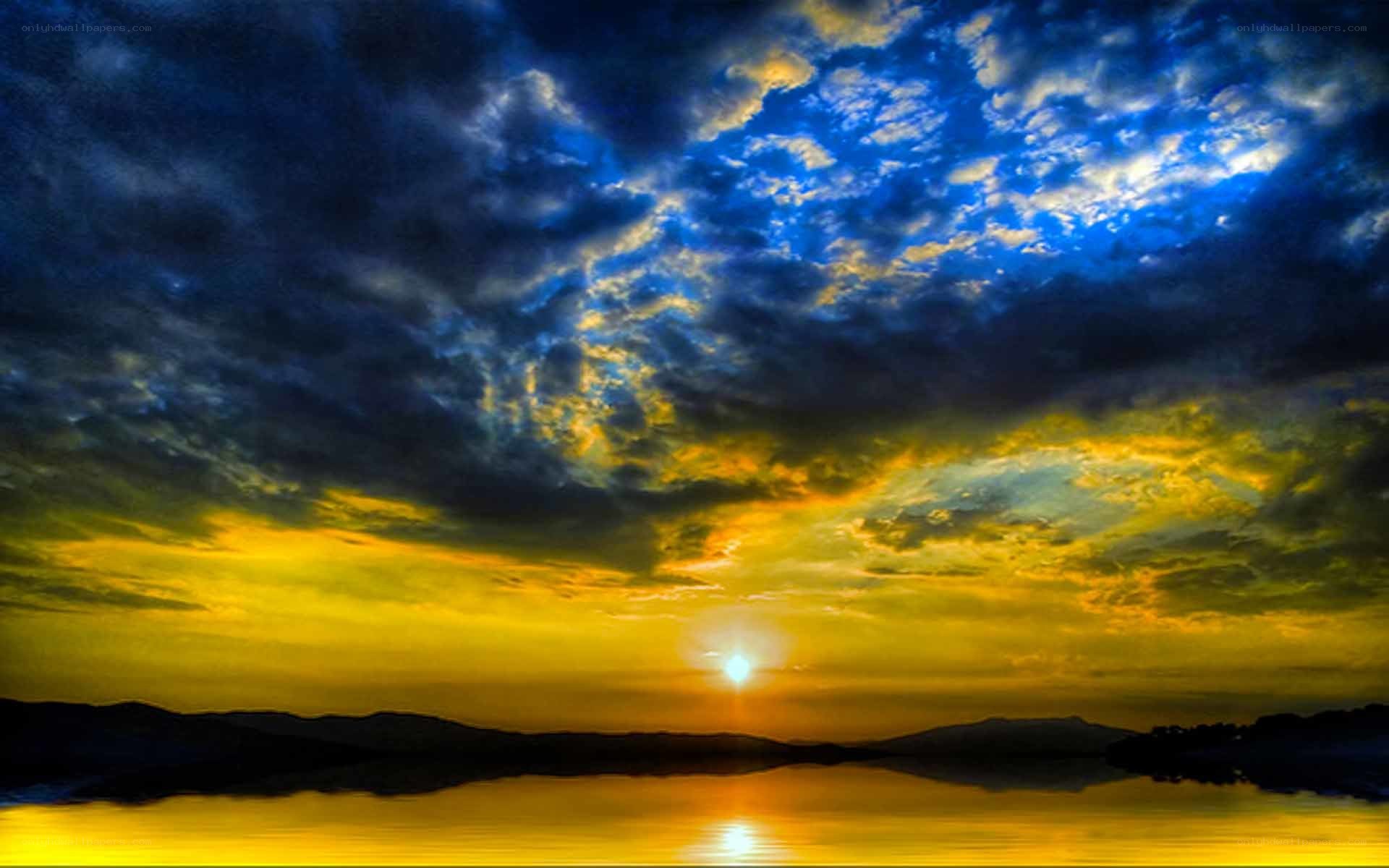 sunset over the lake