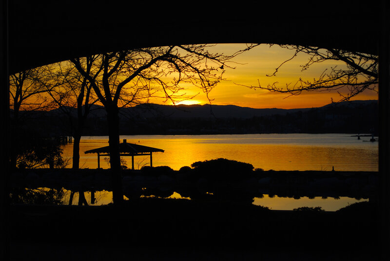 sunset over the lake