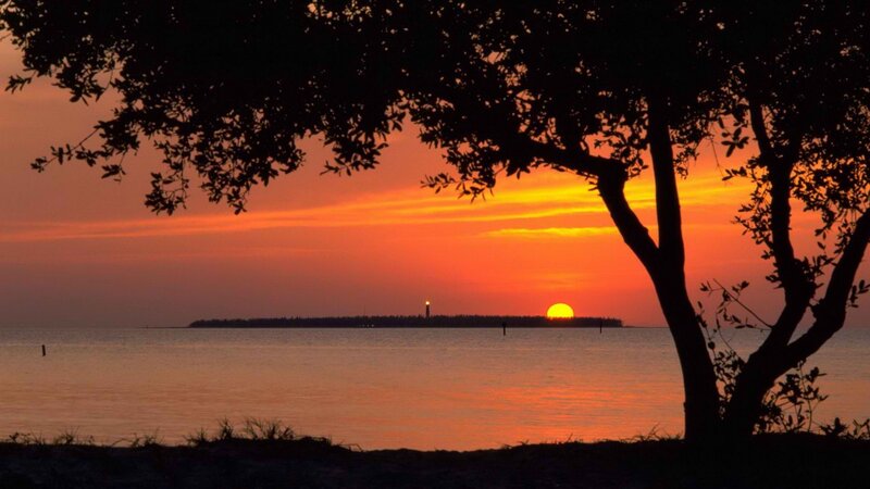 sunset over the lighthouse