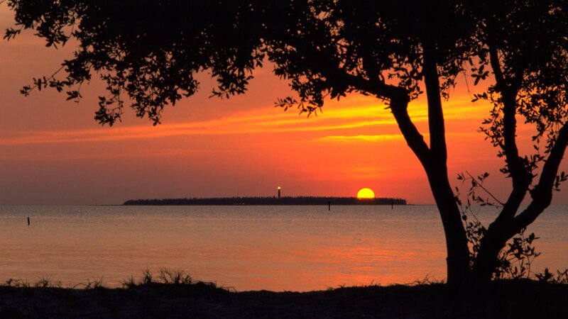 sunset over the lighthouse