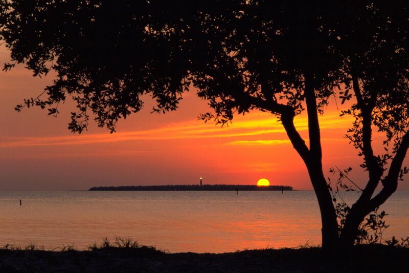 sunset over the lighthouse
