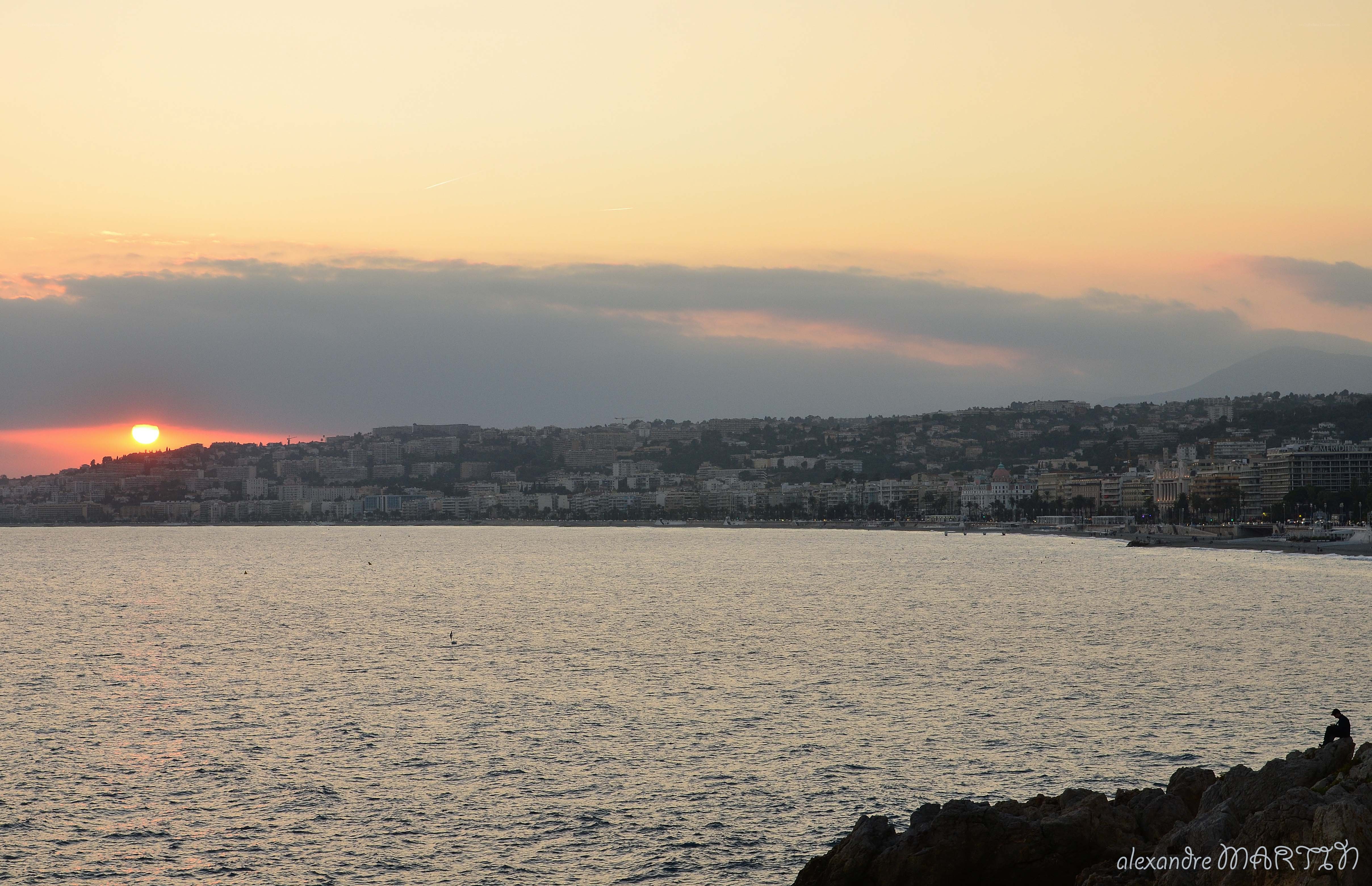 sunset over the mediterranean coast