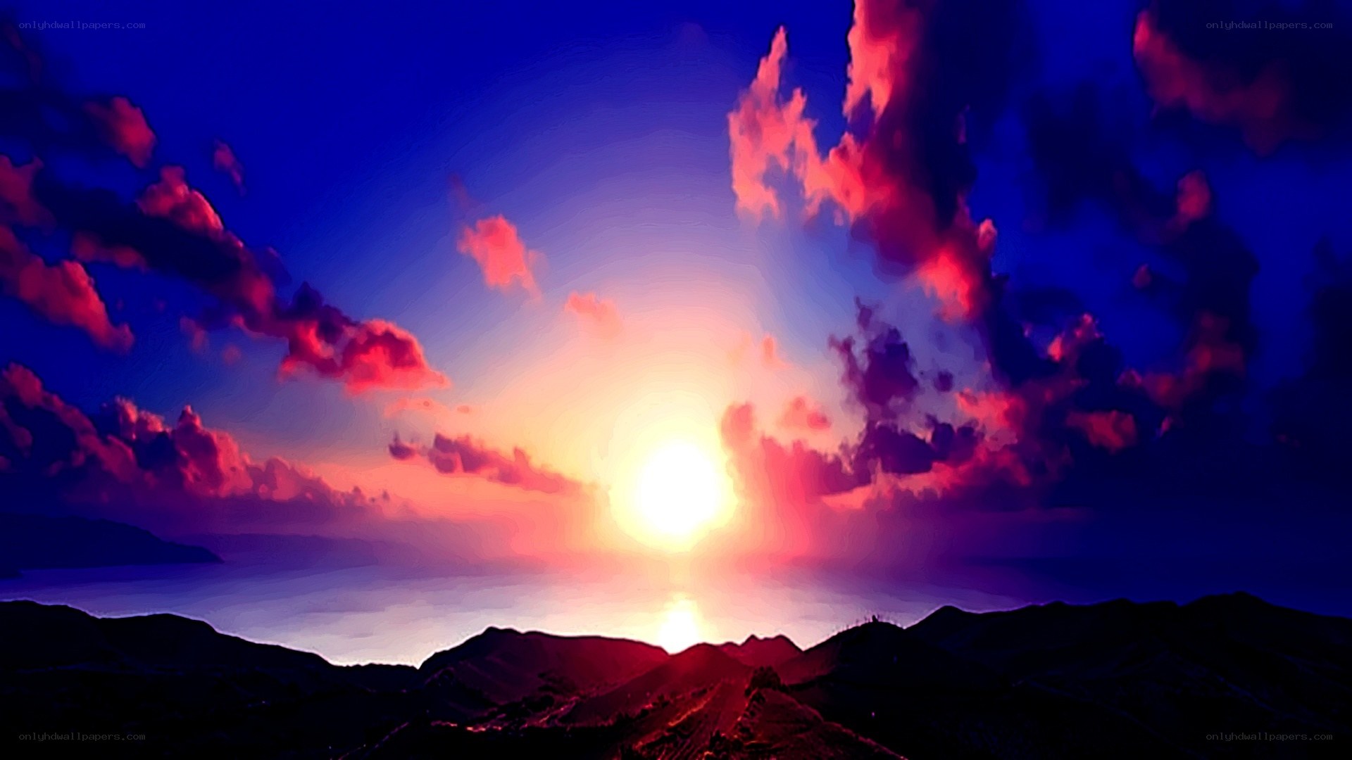 sunset over the mountains