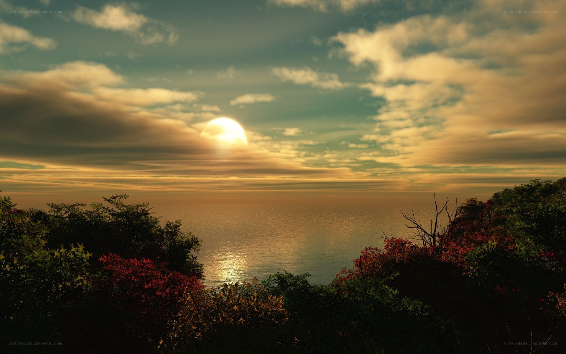 Sunset over the ocean
