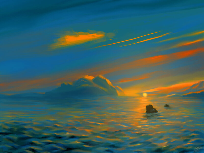 Sunset over the ocean