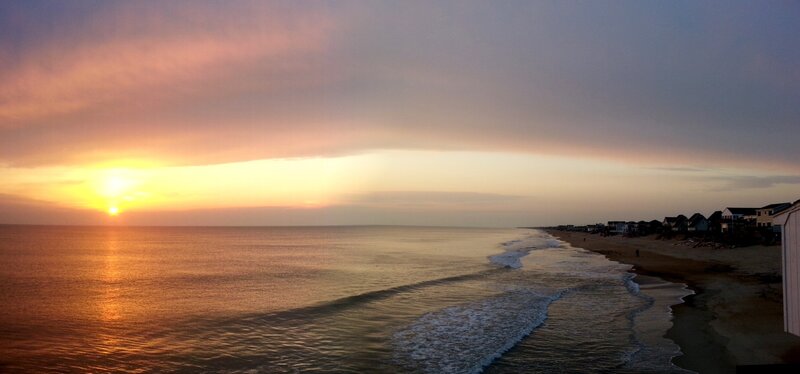 sunset over the ocean beach