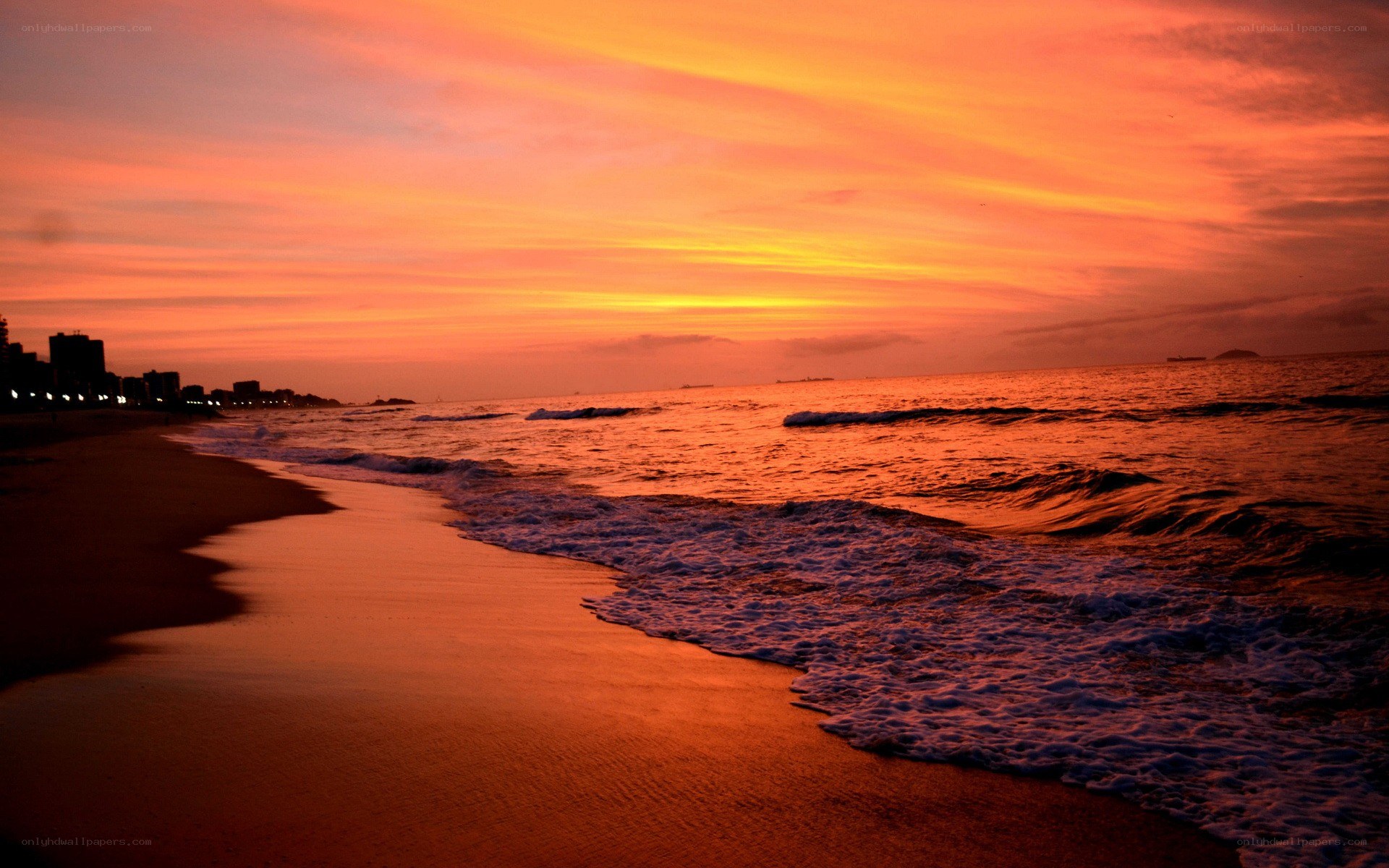 sunset over the ocean beach