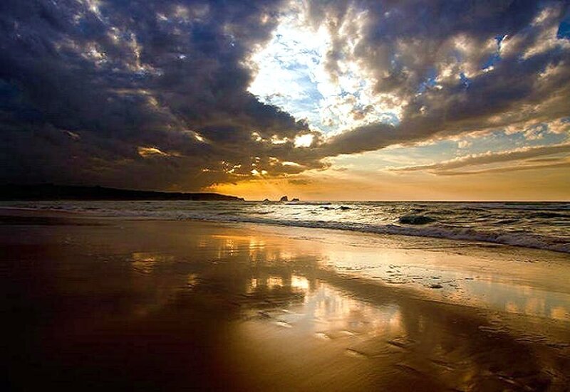 sunset over the ocean beach