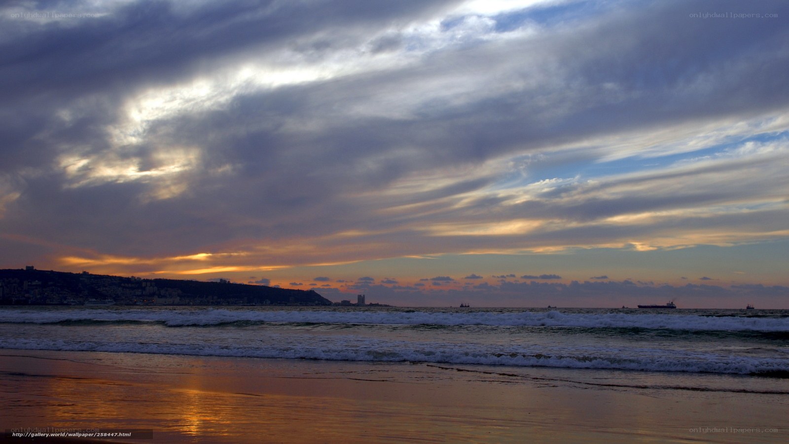 Sunset over the ocean beach