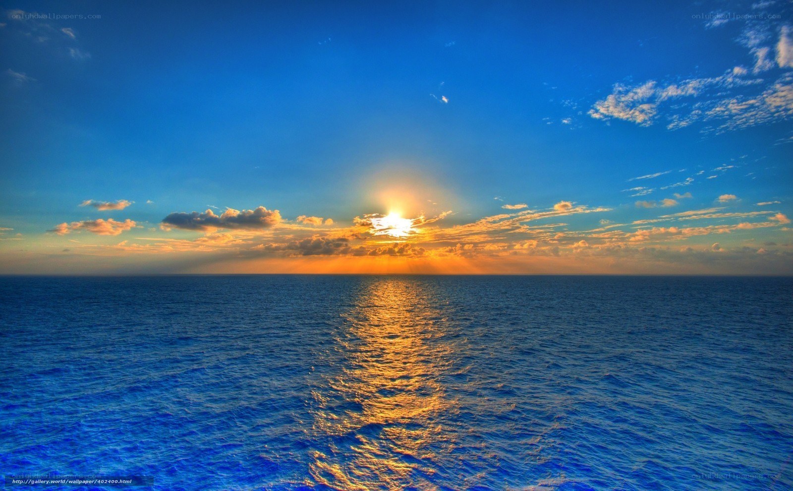 Sunset over the open ocean