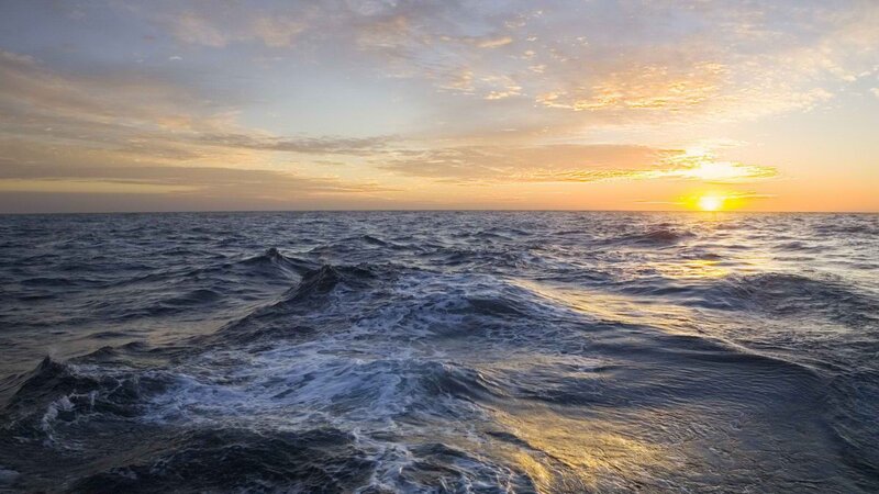 Sunset over the open ocean