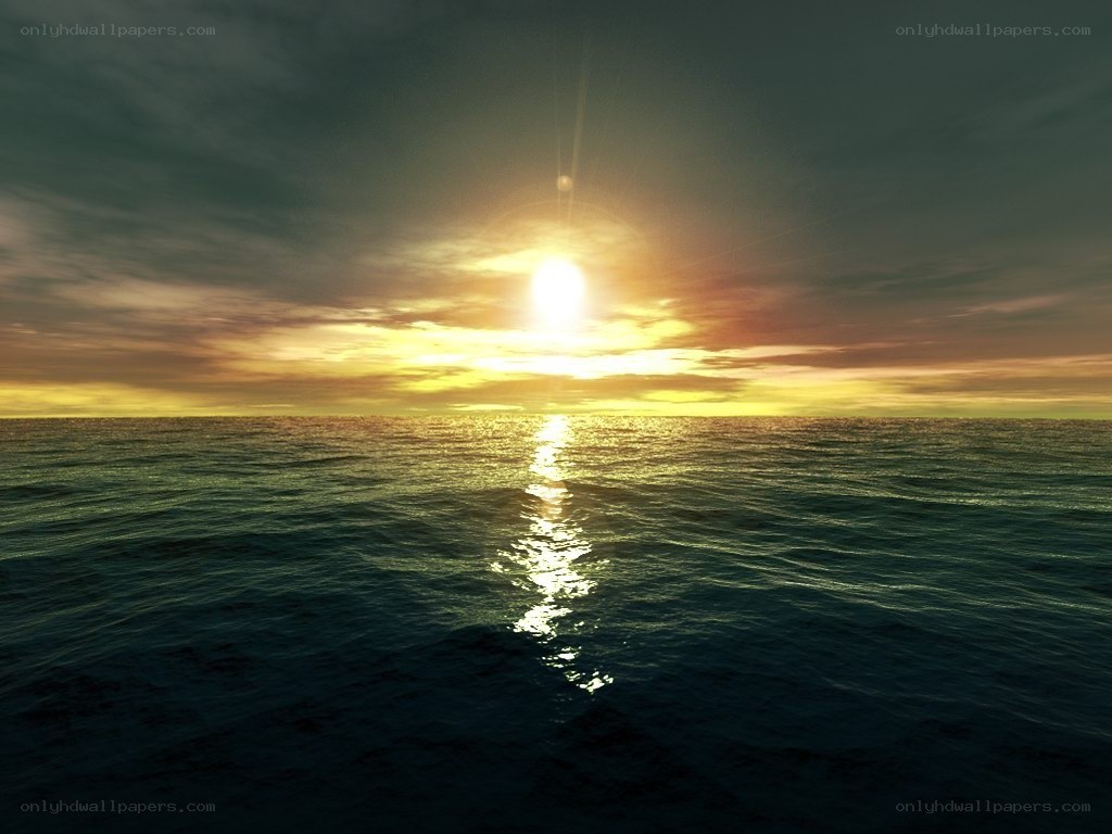 Sunset over the open sea