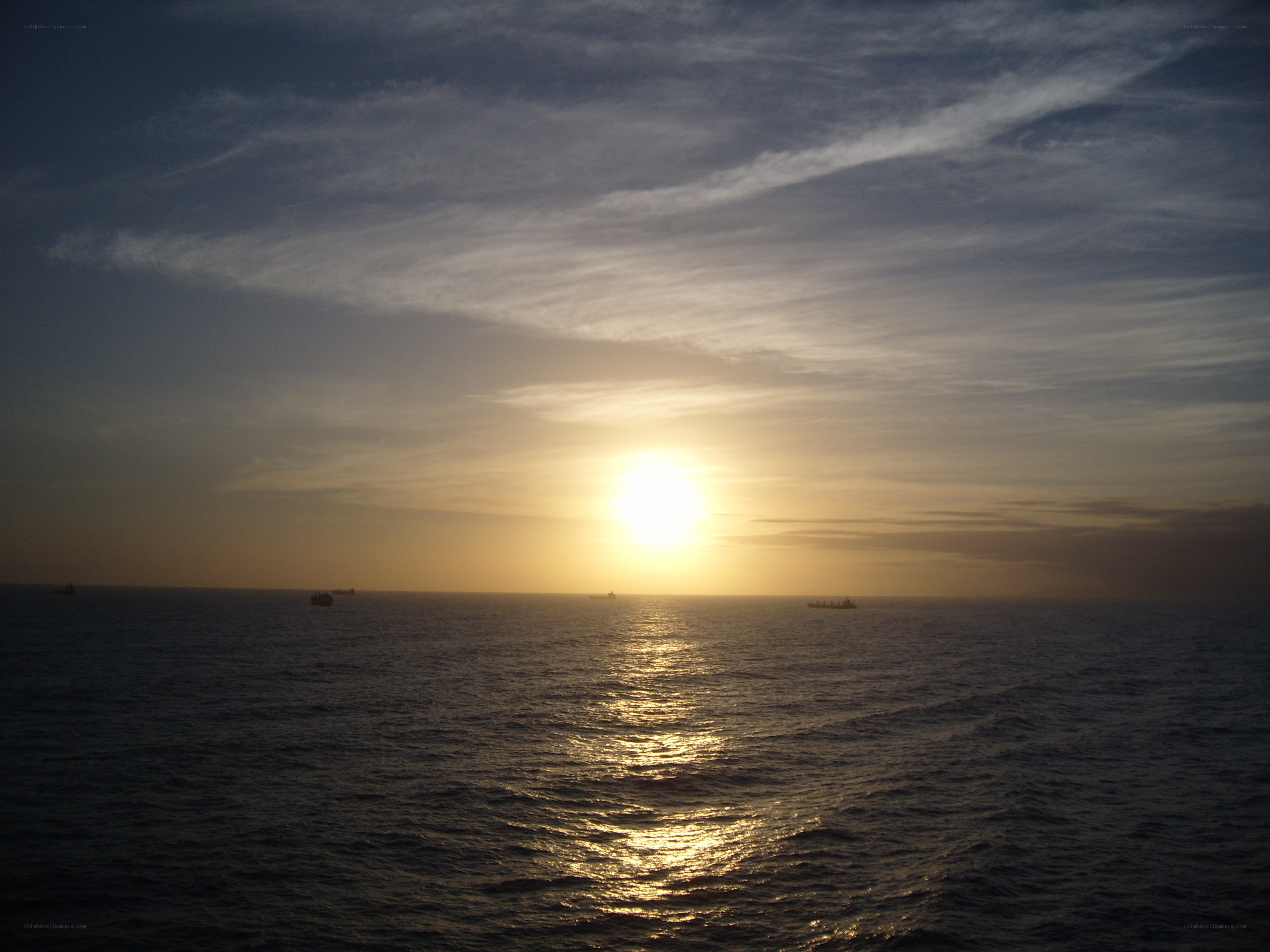 Sunset over the open sea