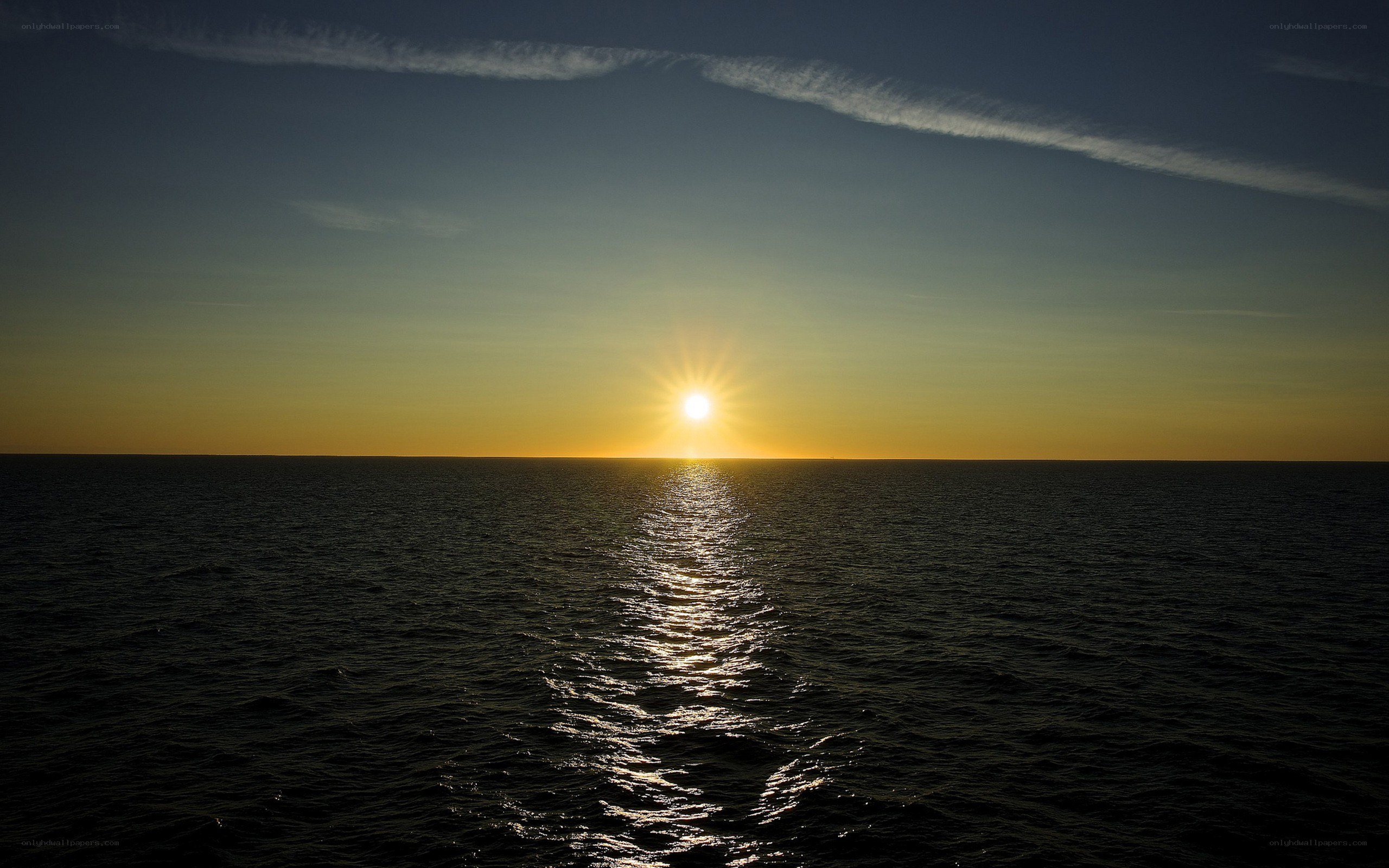 Sunset over the open sea