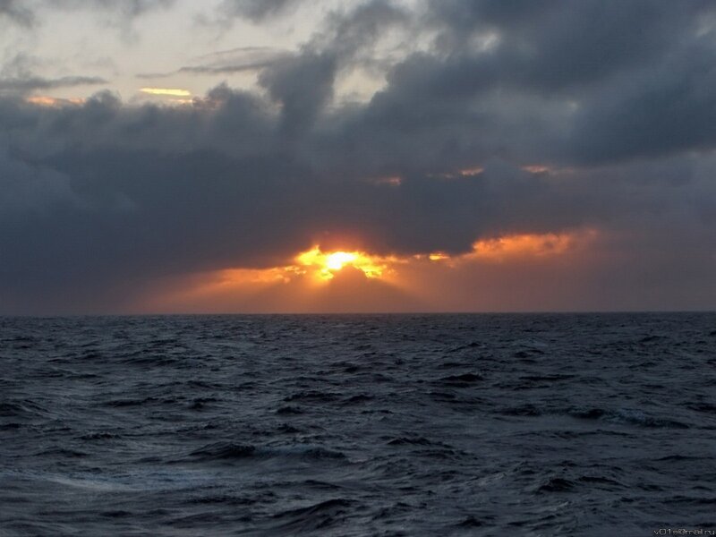 Sunset over the open sea
