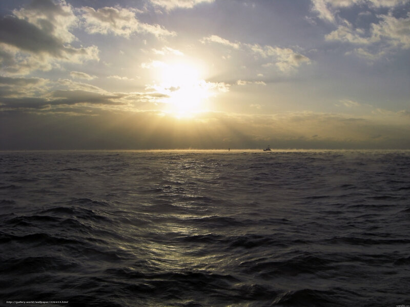 Sunset over the open sea