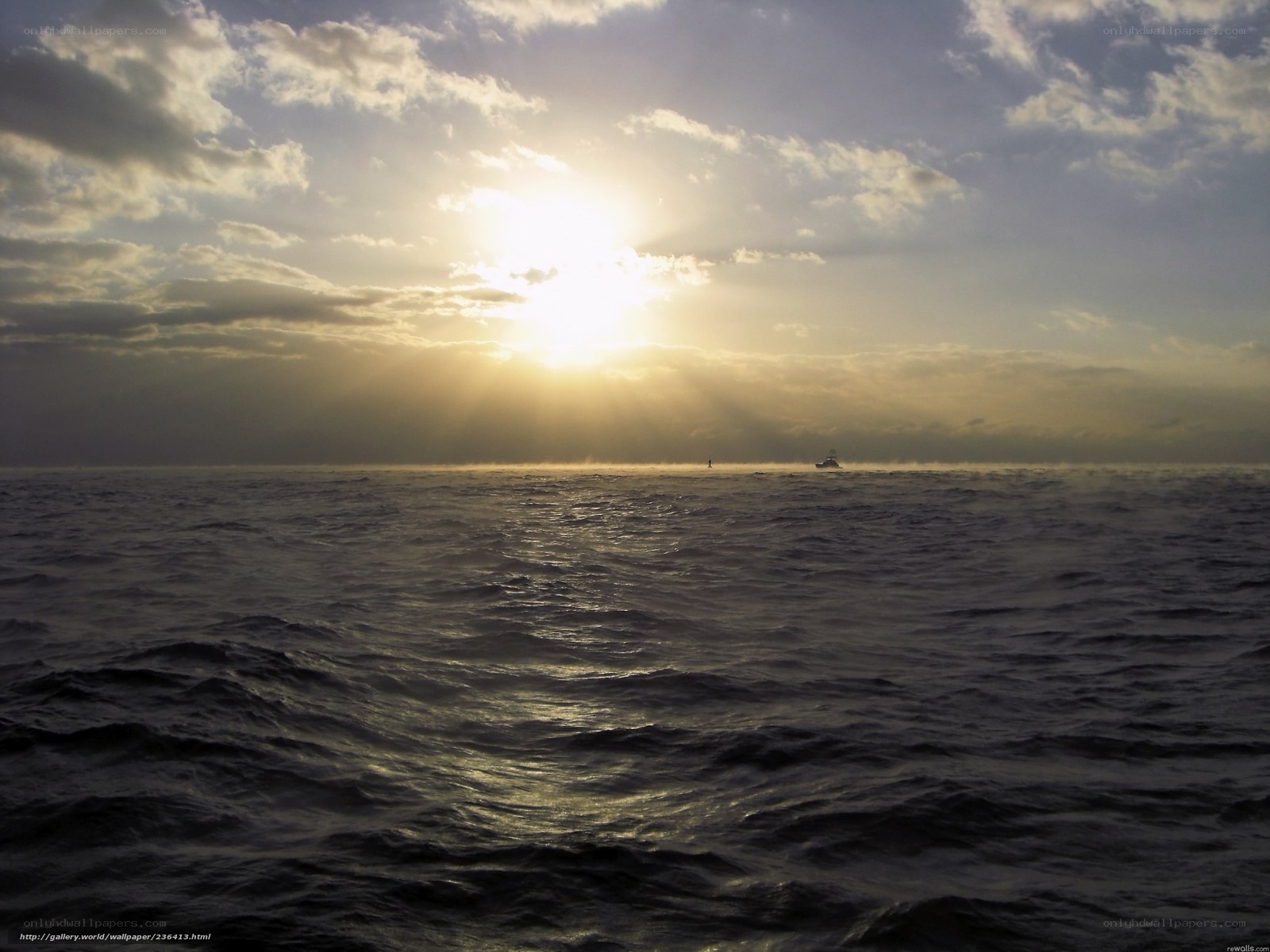 Sunset over the open sea