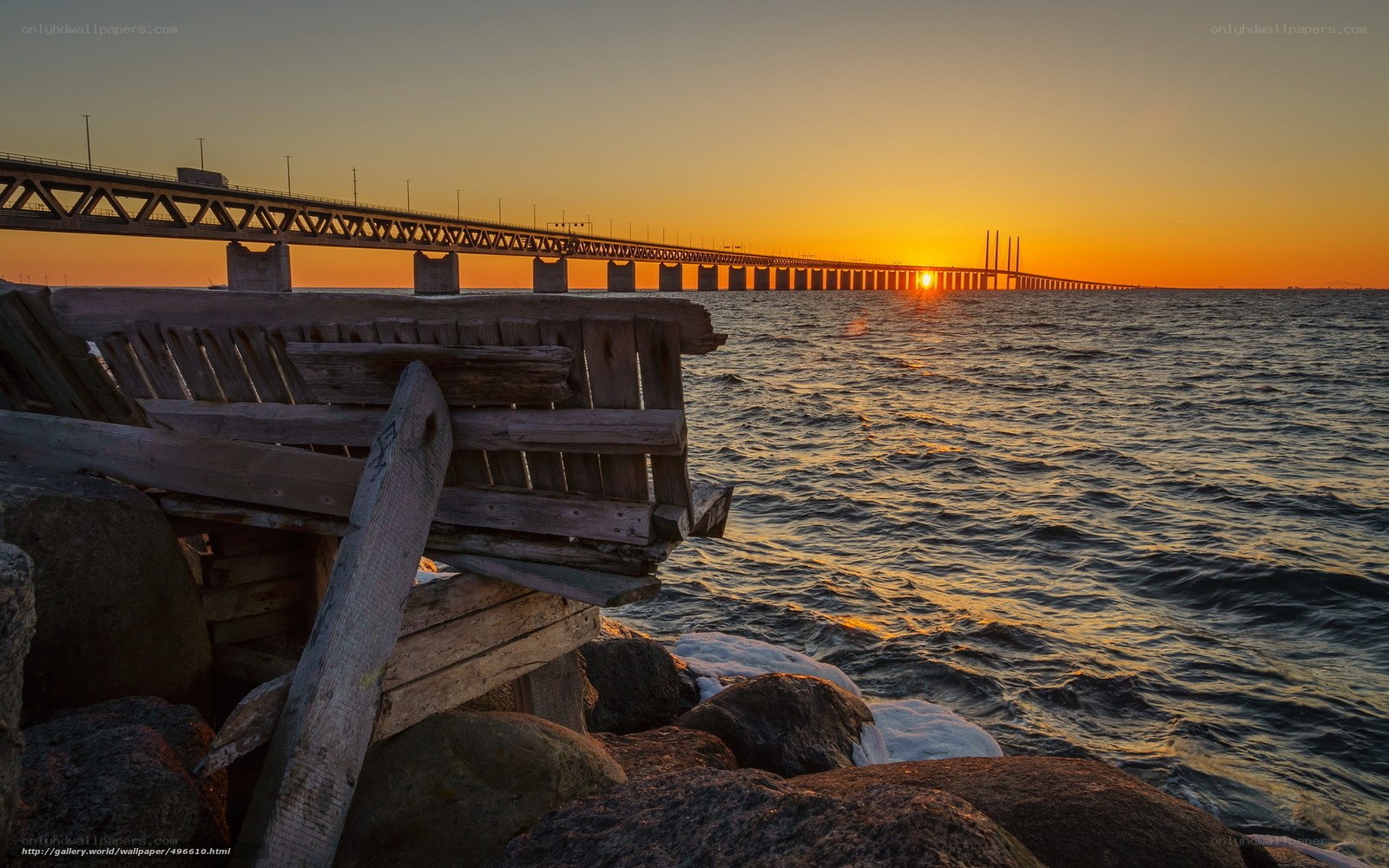 Sunset over the Oresund Bridge