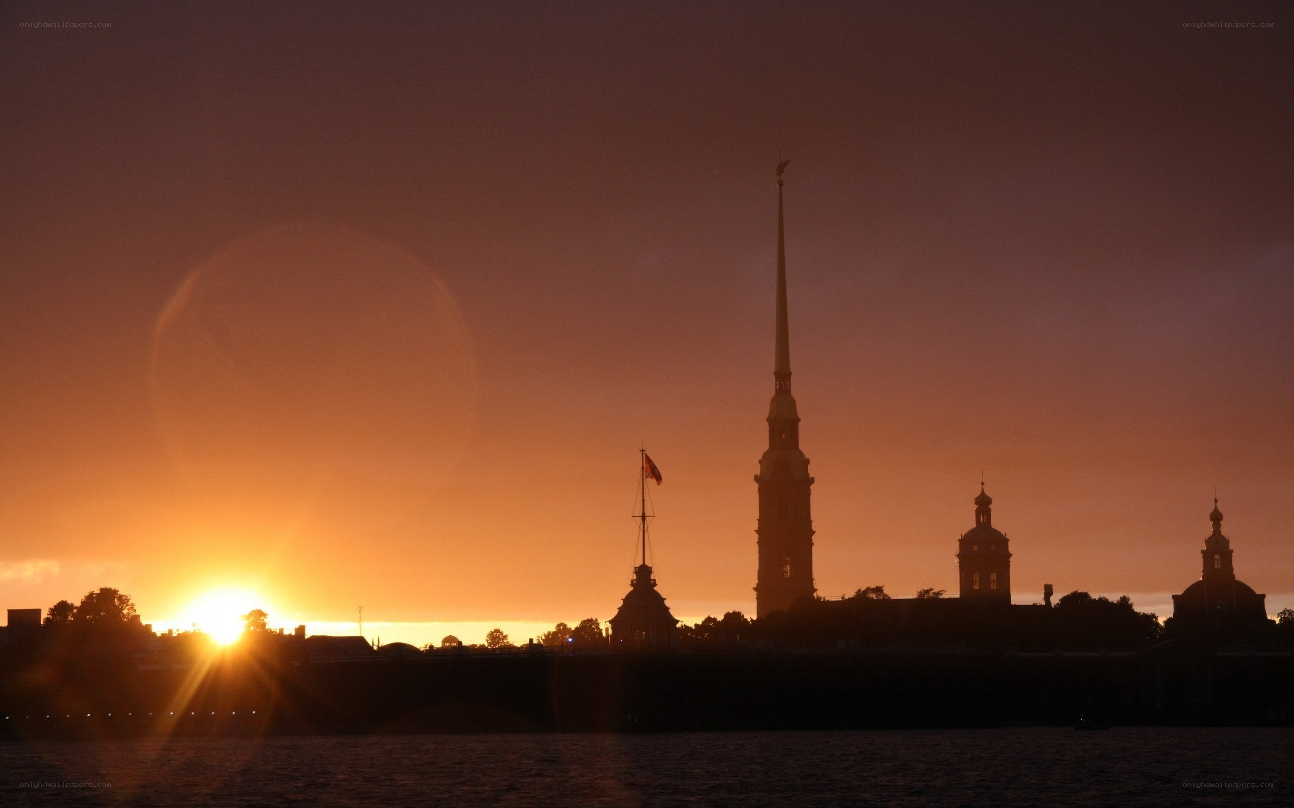 sunset over the peter and paul fortress