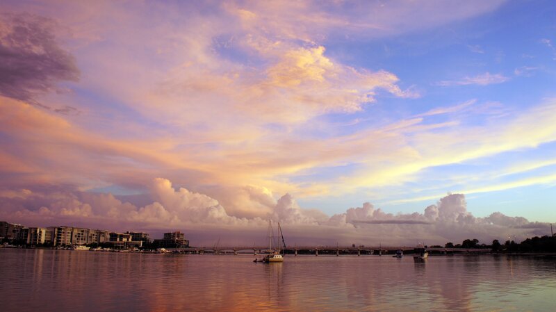 sunset over the river