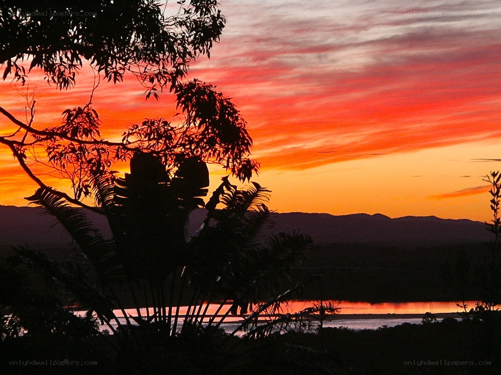 sunset over the river
