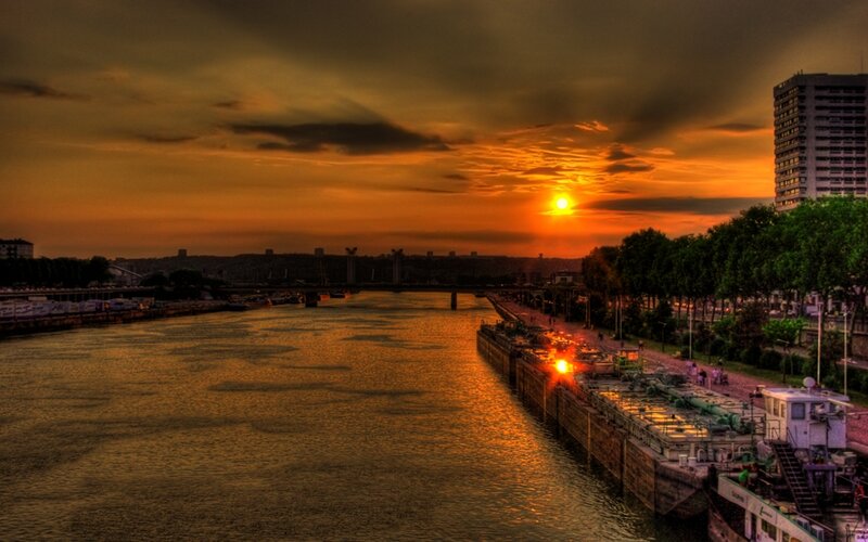 sunset over the river
