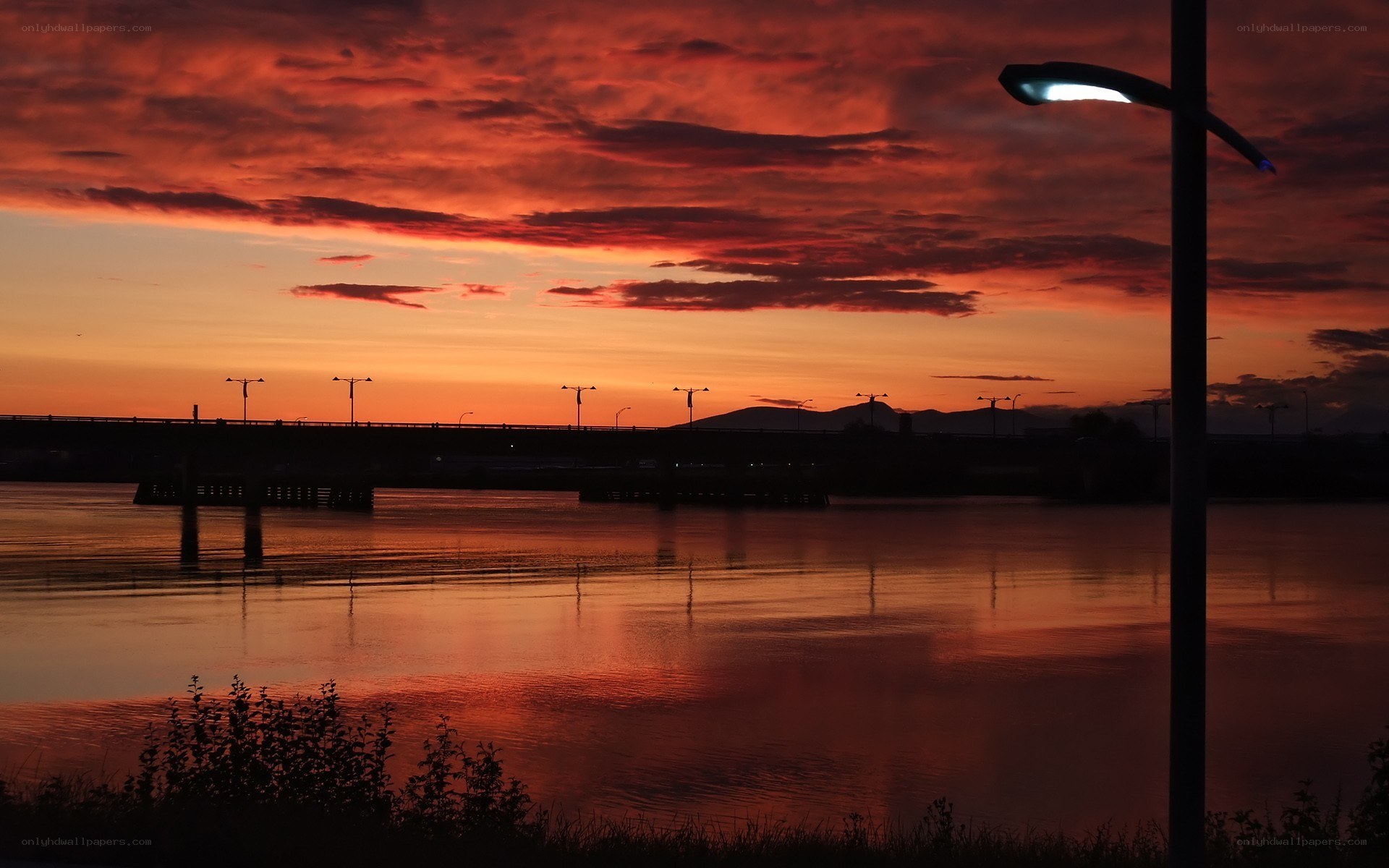 Sunset over the river