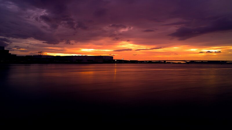 sunset over the river