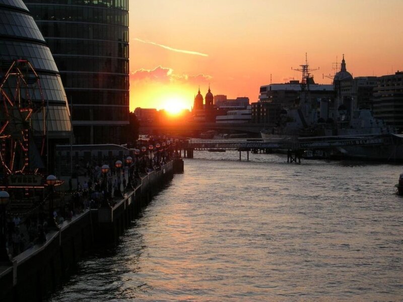 sunset over the river thames