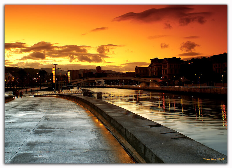 Sunset over the riverwalk