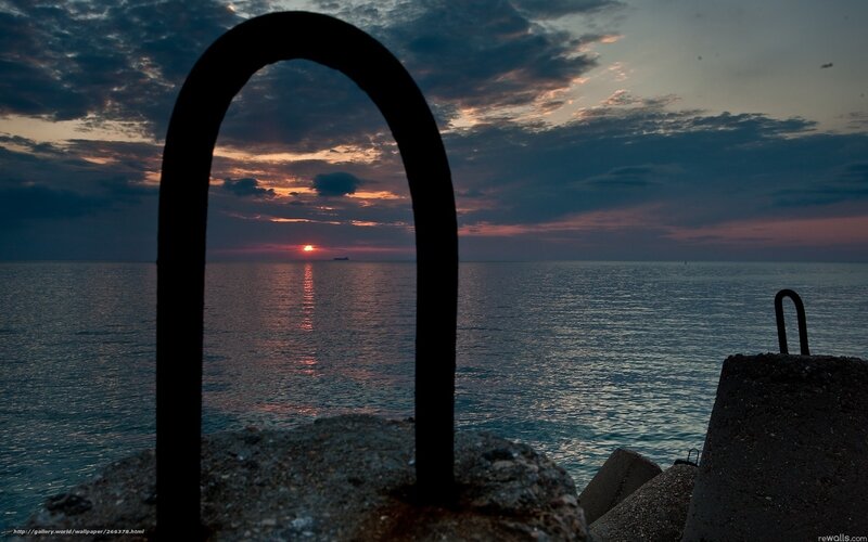 Sunset over the Sea — Blue, Serene, Photograph, Sun