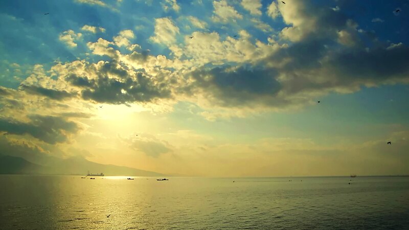 Sunset over the Sea — Blue, Serene, Photograph