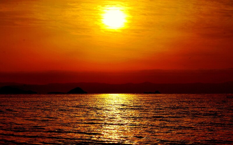 Sunset over the Sea — Orange, Dramatic, Photograph, Sun