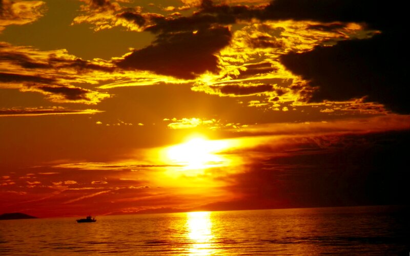 Sunset over the Sea — Orange, Dramatic