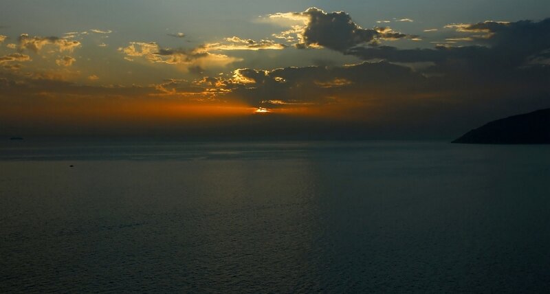 Sunset over the Sea — Orange, Serene, Photograph, Clouds