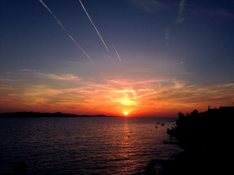 Sunset over the Sea — Orange, Serene, Photograph, Sun