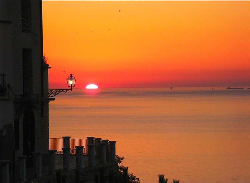 Sunset over the Sea — Orange, Serene, Photograph